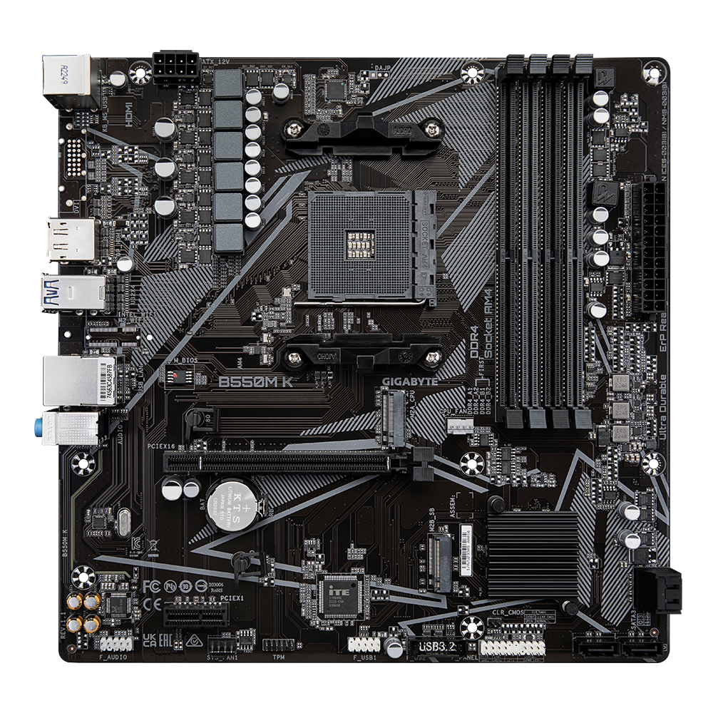 GIGABYTE B550M K DDR4 4733MHz(OC) HDMI M.2 DP mATX