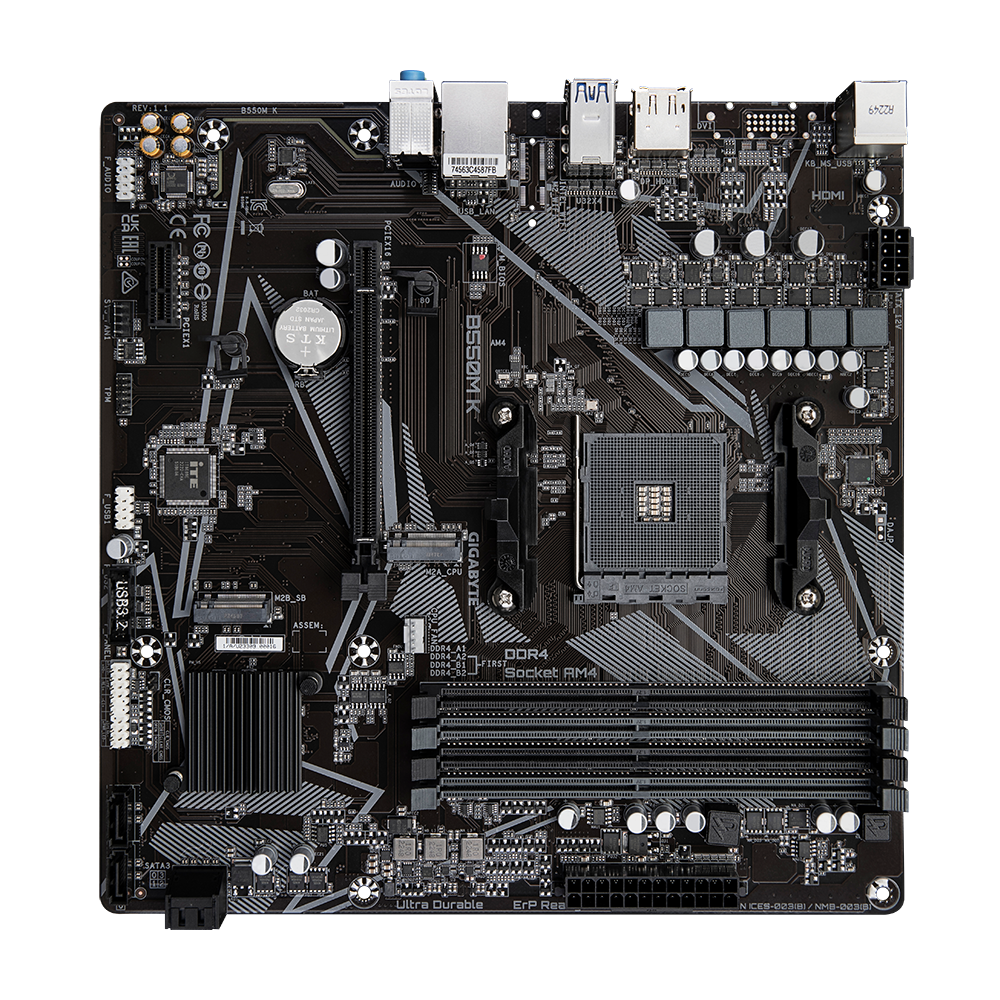 GIGABYTE B550M K DDR4 4733MHz(OC) HDMI M.2 DP mATX