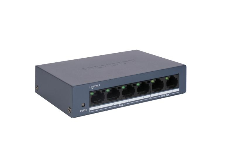 HIKVISION DS-3E0106MP-E/M 4XFE+2XFE MEGABİT YÖNETİLEMEZ 45W POE SWİTCH