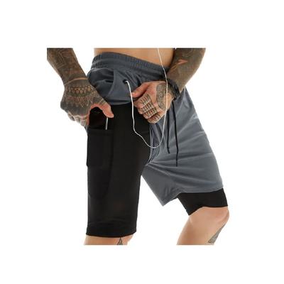 Unisex Koşu Ve Antrenman Sporcu Şortu 2 In 1 Antrasit Gri